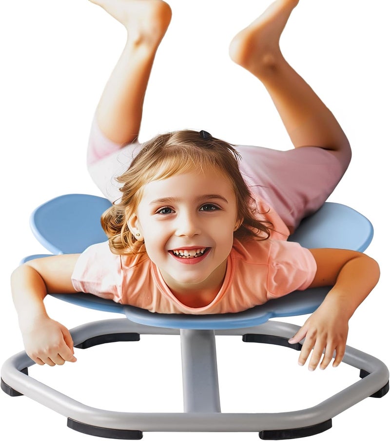 ROBUD Kids Sensory Swivel Chair, Autism Kids Swivel Chair with Non-Slip Design, Training Body Coordination, Flower Shape Wobble Chair, No Assembly, Blue - Image 4